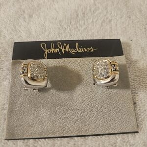 Vintage John Medeiros JM Renaissance Revival Pave Cubic Zirconia Pierced Earring